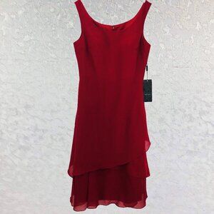 Izilady Burgundy Asymmetrical Sleeveless Chiffon Formal Dress